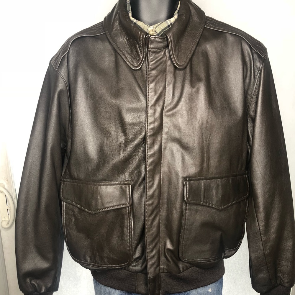 LL Bean goatskin leather bomber large